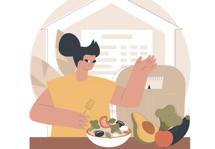 백내장수술 후 좋은 식단에 대해 설명한다는 시각적인 보조자