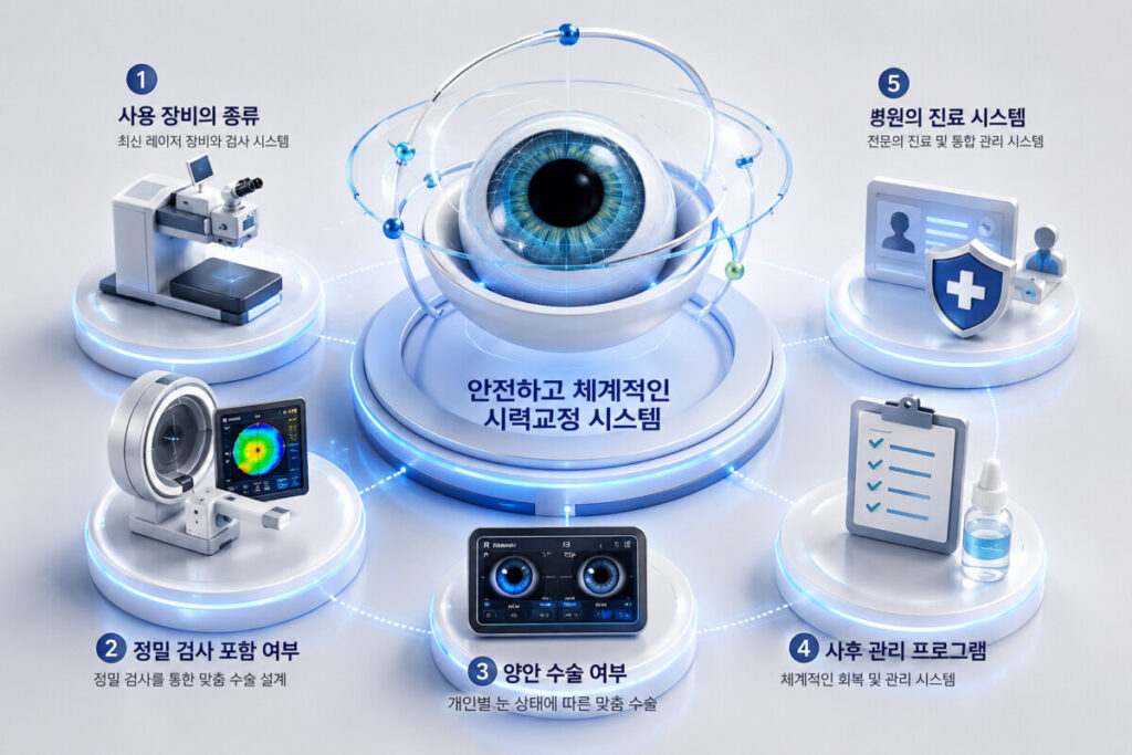 올레이저라섹을 할 때 따져봐야 할 리스트를 시각적 자료로 표현