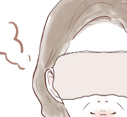 안구건조증 치료로 안구온찜질을 하고있는 여성 일러스트